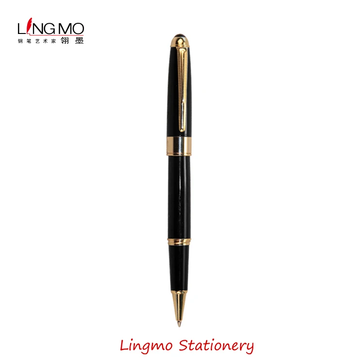 Lingmo High Quality Luxury Metal Rollerball Pen Black Gold with OEM Custom Logo