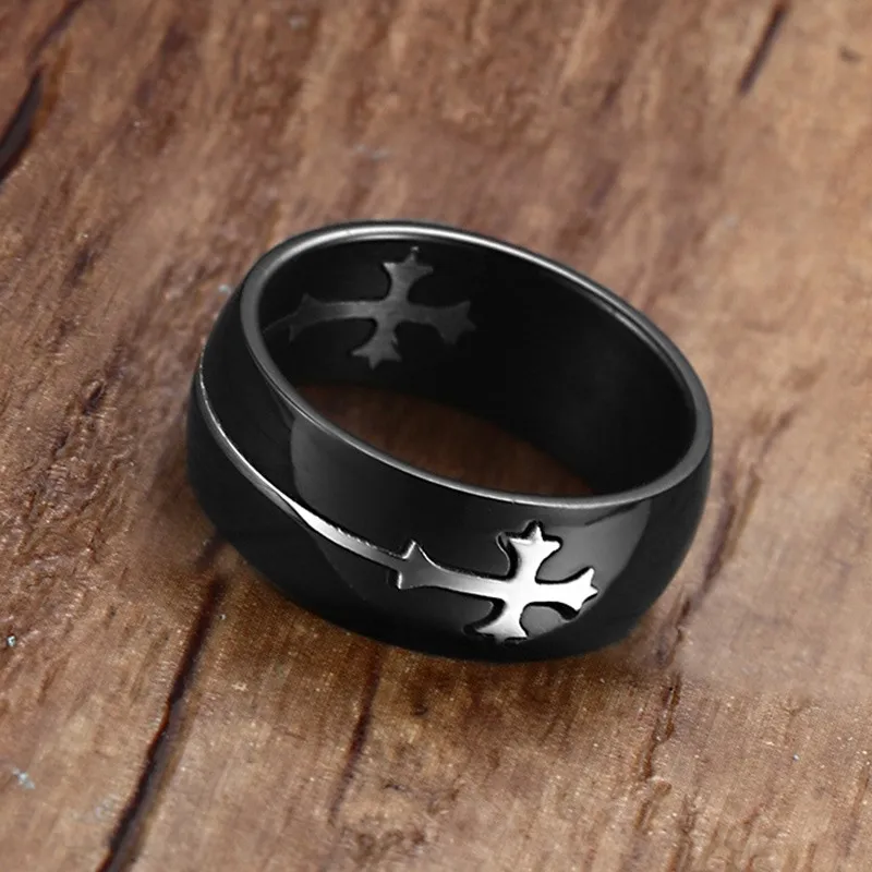 
2019 hot selling stainless steel cross could adjustable rings for men 