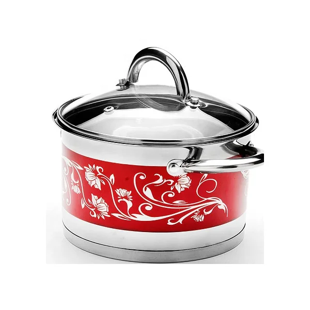 Visible Flat Glass Lids Stainless Steel Cuisine Cookware Sets Food Casserole Camping Pot Cookware Set Durable Riveted Handles