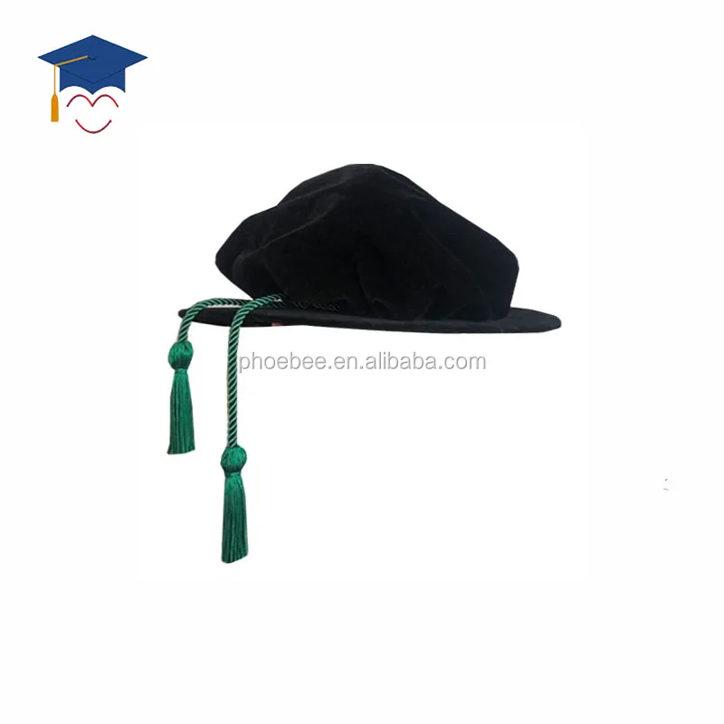 Tudor Doctor velvet round cap with green honor cord