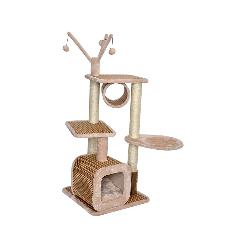 Unique kitty cat play house adjustable cat tree with cradle