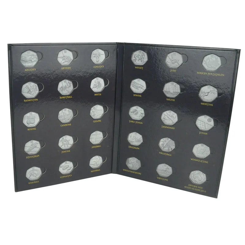 Hotsales High Quality London 2012 Euro Coin Collecting Paperboard Album Folder With Diecut Holes and Gloss Lamination