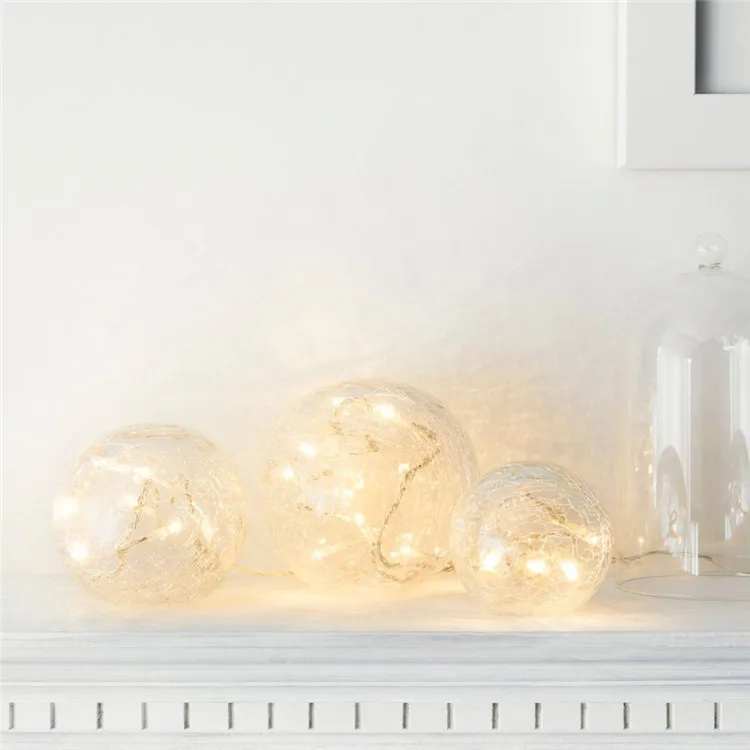 
High Quality Home Party Christmas Decoration Crackle Glass Ball Led Lights 
