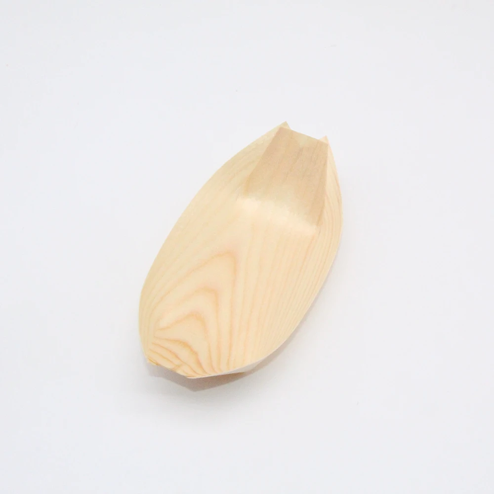 
9 Inch disposable pine wood boat for food 