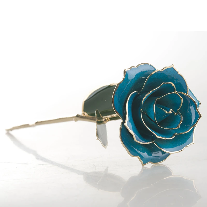 Wholesale Real Natural Preserved Rose Gold Flower Dipped in Real 24k Gold Rose Gifts Preserved rose with stem