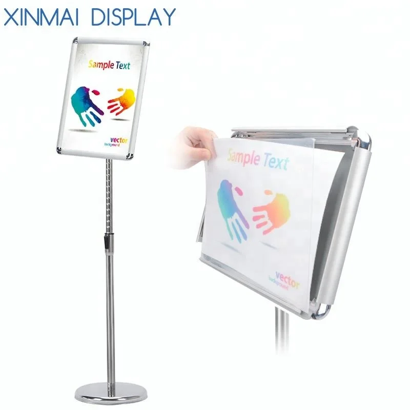 Shining sliver acrylic display sign stand,floor poster stand,  advertising display