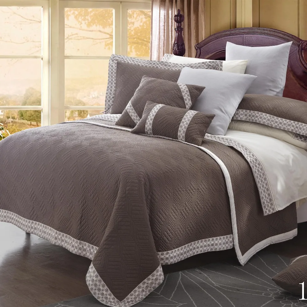 Оптовая продажа стеганые домашние коричневые покрывала на заказ