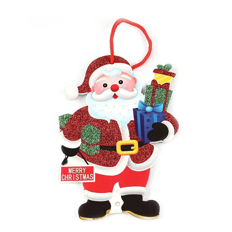 Custom red bright powder Santa Claus and gift pendant for Christmas other holiday hanging decoration