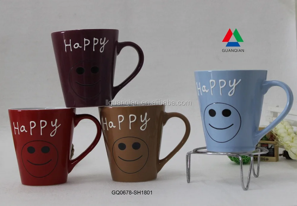 Hot-sale a ceramic mug with smile on it 13 oz