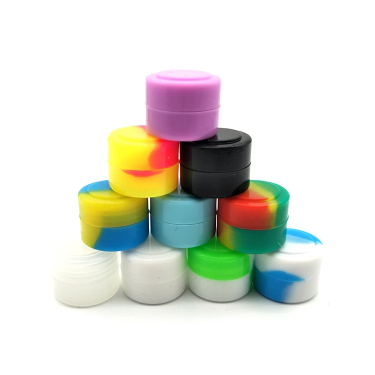 
Hot Selling Custom Logo Mini Cosmetic 3ml 5ml 7ml DABs Reusable Round Wax Storage Silicone Jars Wax Container 