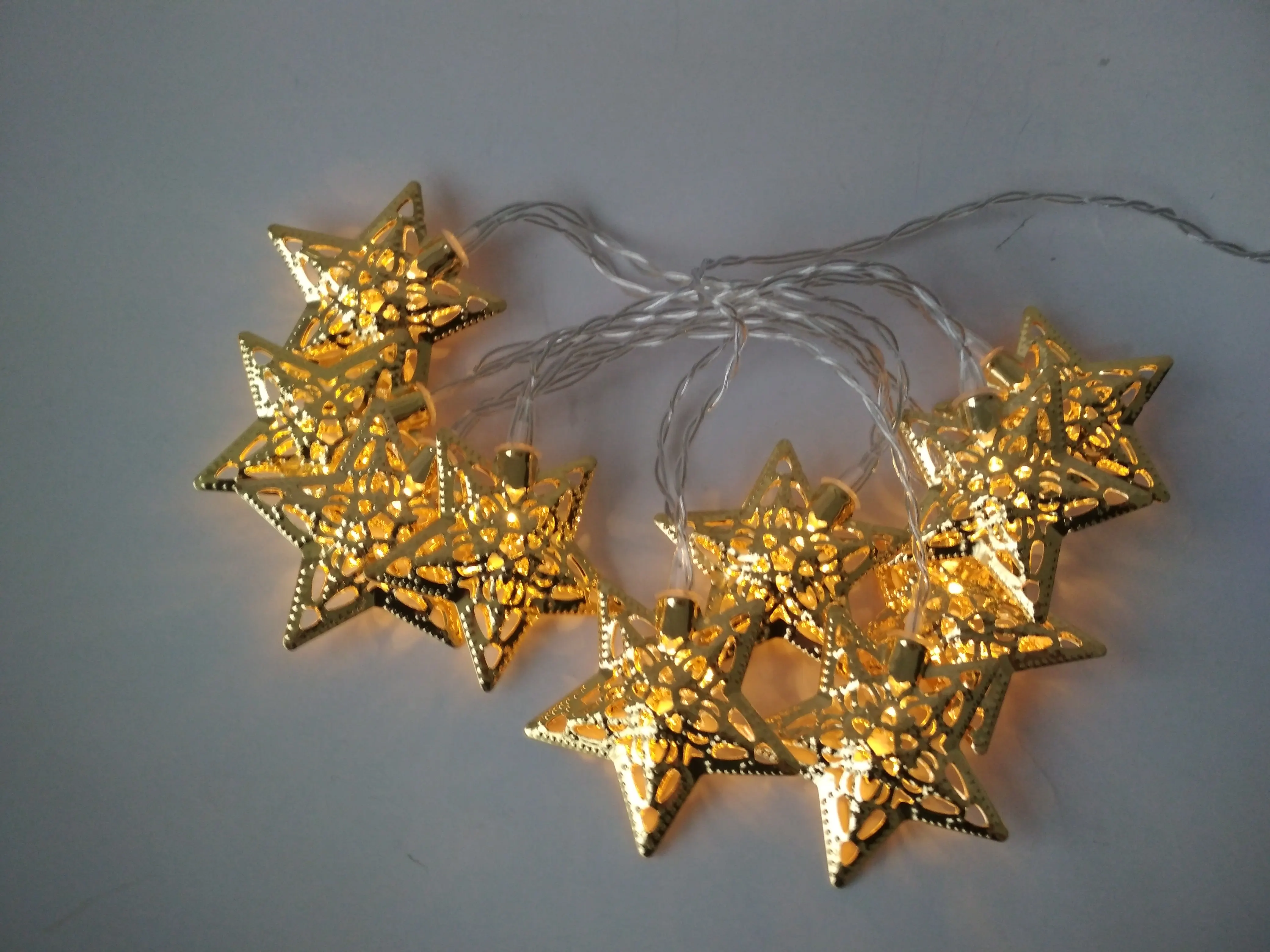 2019 Novelty Led Metal Gold Star Lights Battery String Christmas Party Holiday Decoration Light Star Shaped Led String Light