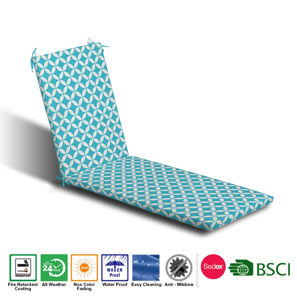 High Quality Geometric Design Waterproof Outdoor Sunbed Chaise Lounge Cushion