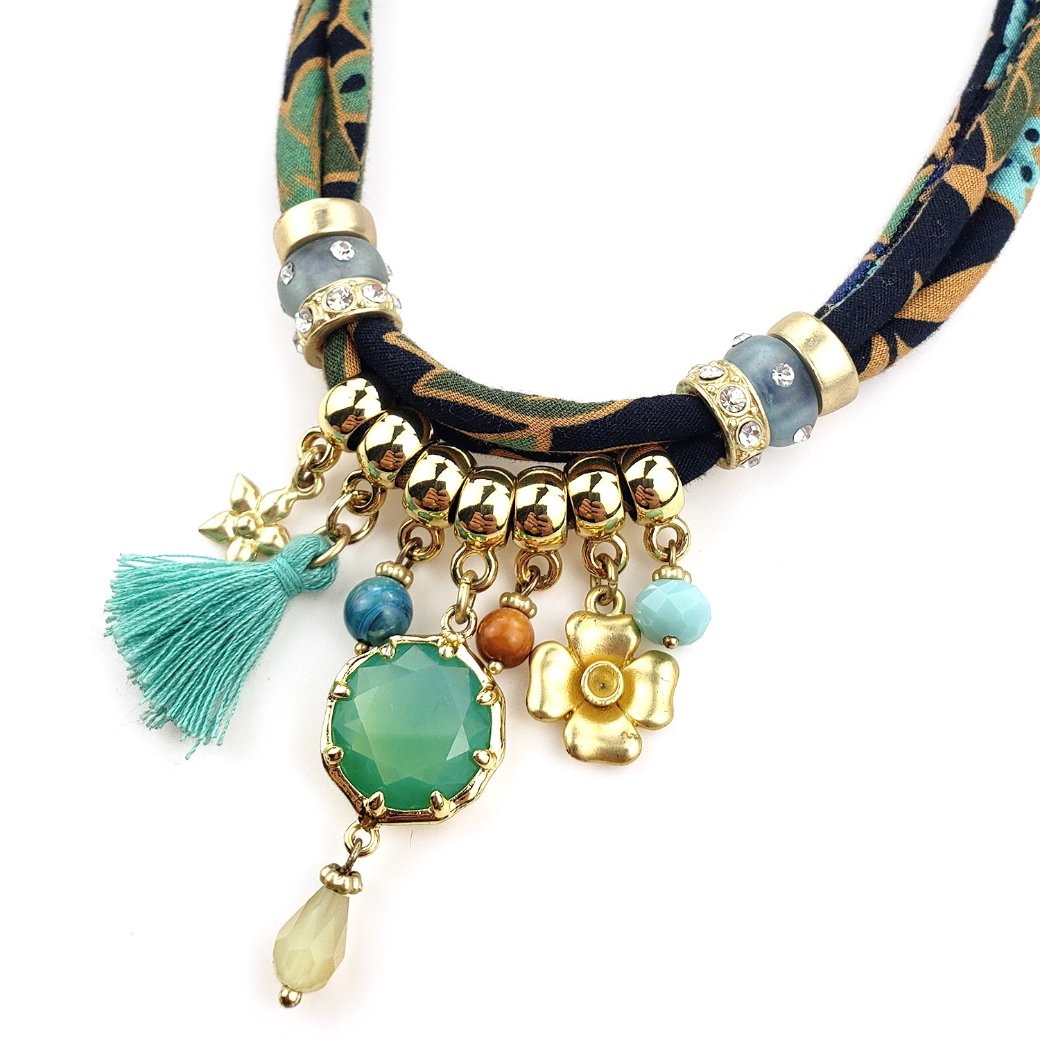 
Gold fabric charm necklace for ladies 