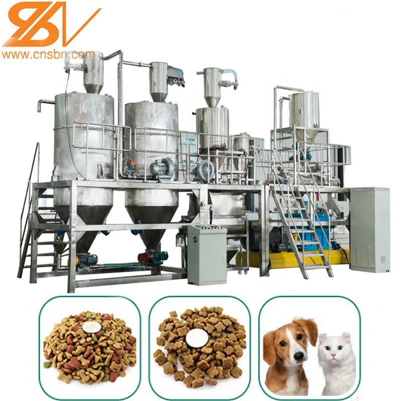 
100kg-6ton/h twin screw extruder automatic dry kibble pet food extruder 