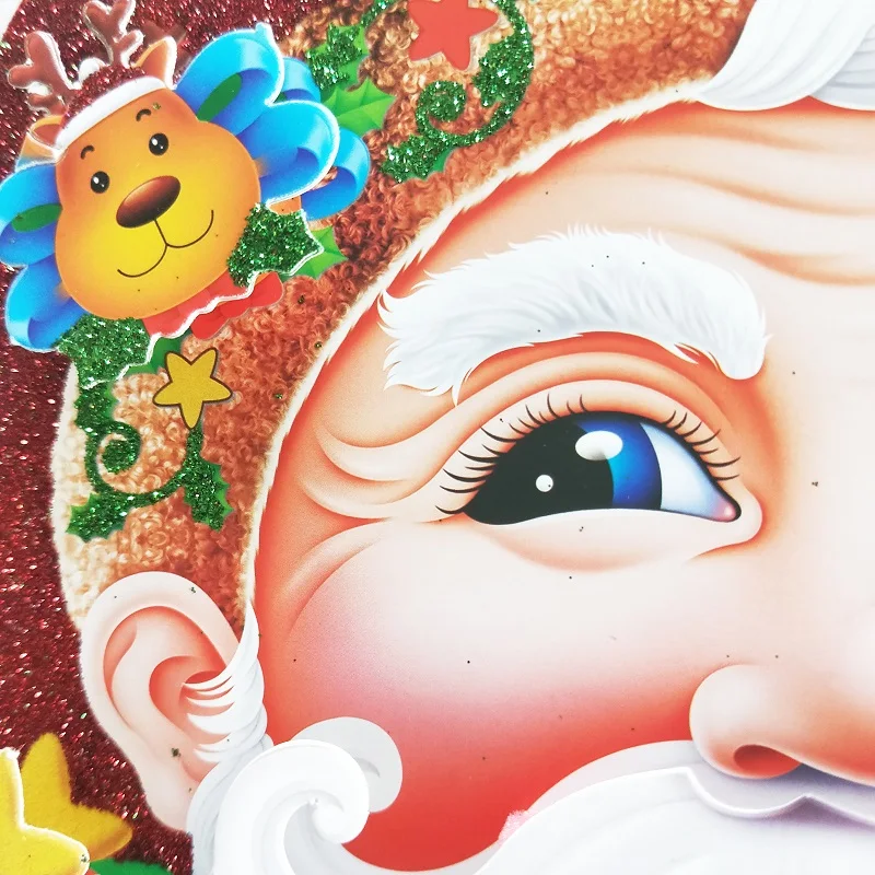 new Window Glitter Santa Claus paper Gifts Xmas Christmas Tree Wall Sticker Decorations For Home Stickers