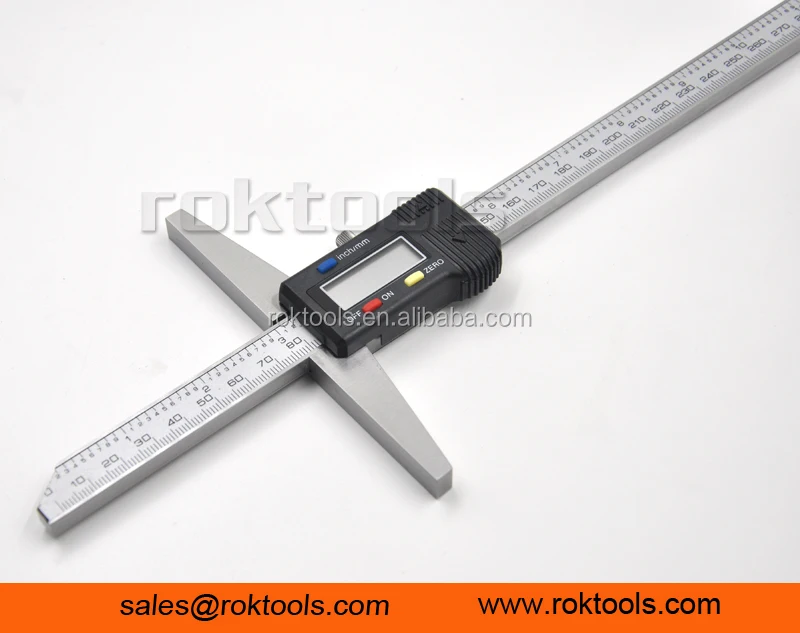 ROKTOOLS 0-600 mm Electronic Digital Depth Vernier Gauge Caliper With Thick Beam