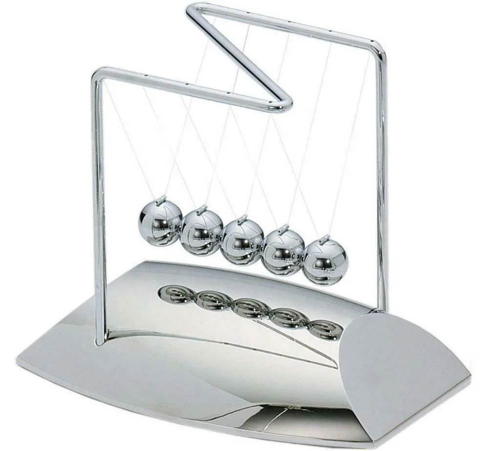 Plastic Base Bright Metal Newtons Cradle