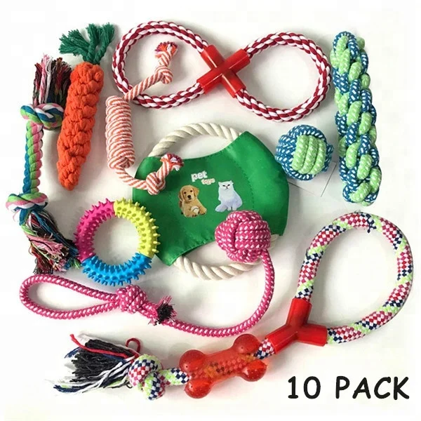 Squeeze Squeaky Soft Vinyl Pet Puppy 6 PACK Dog Chew Toy Gift Set Free Assorted Interactive Teething Clean Rope Rubber Pet Toy