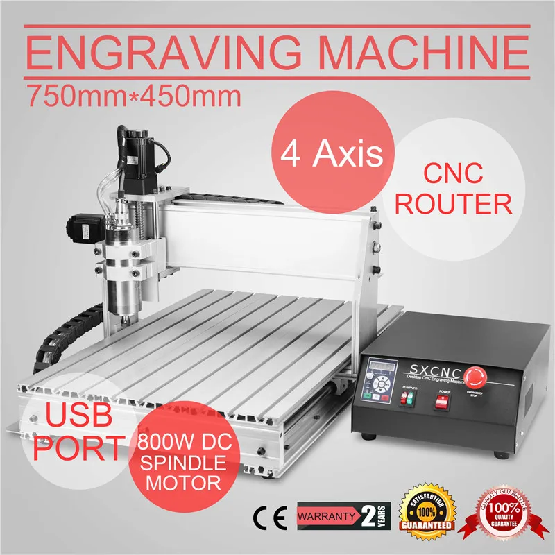 
4 Axis USB CNC Router 6040 cnc machine with 800W Spindle with four axis(rotary axis) water cooling 