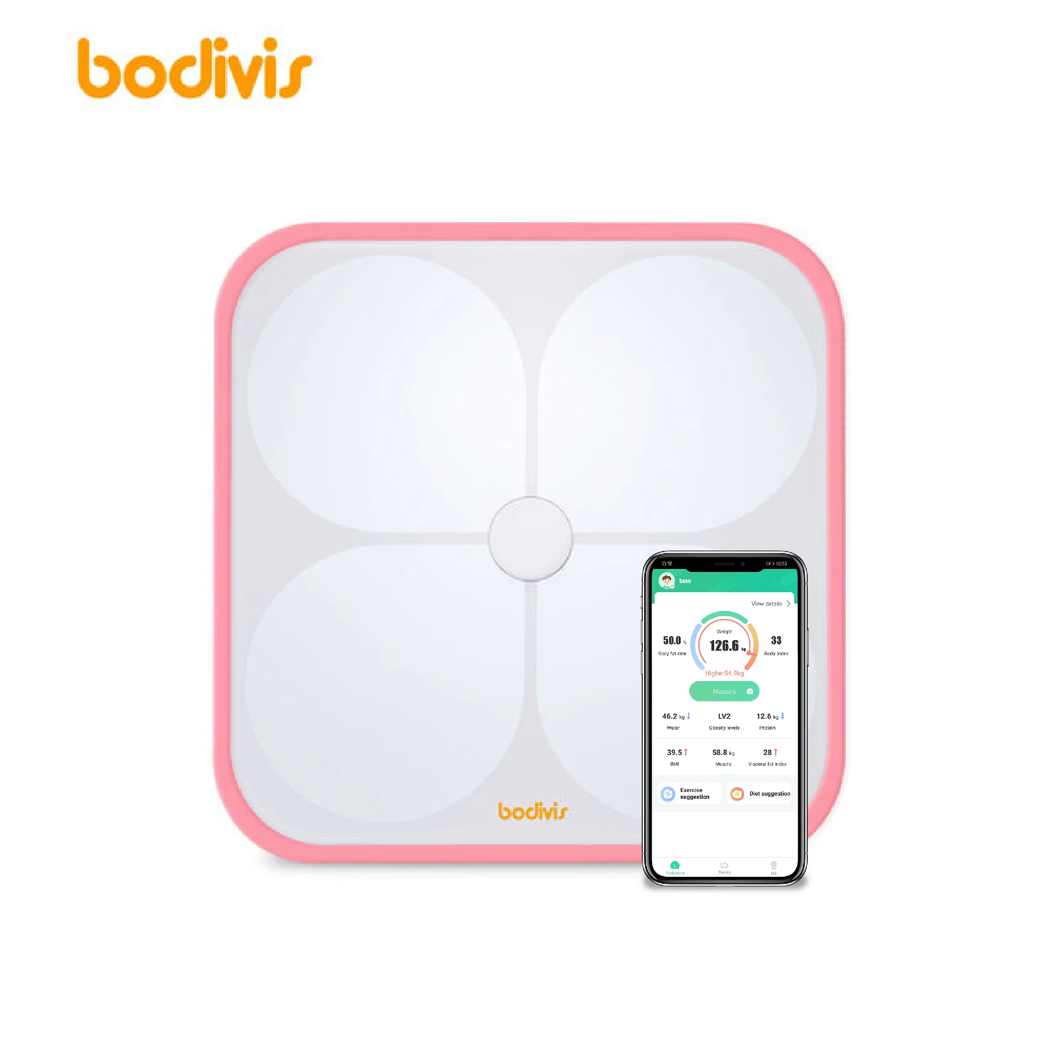 
bodivis bathroom weighing android Ios waterproof scale with body composition analysis function H1 