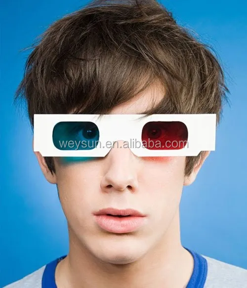 Red Cyan Blue Paper Card 3D 3-D Anaglyph 3D Glasses