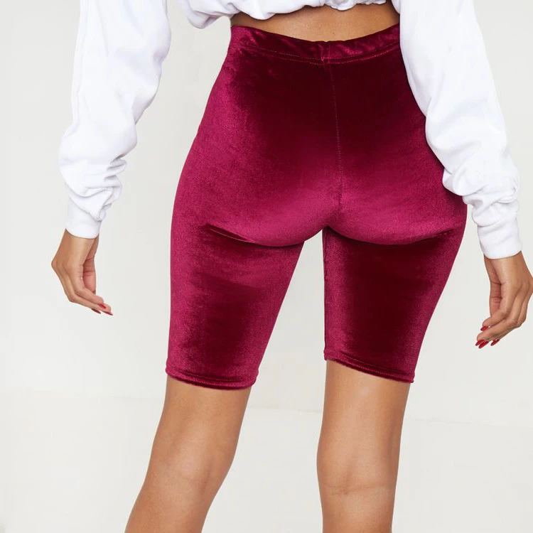 Высококачественные сексуальные плотные бархатные женские велосипедные шорты с высокой талией