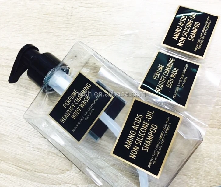 Best seller China suppliers private label beauty shampoo bottle label in gold stamping