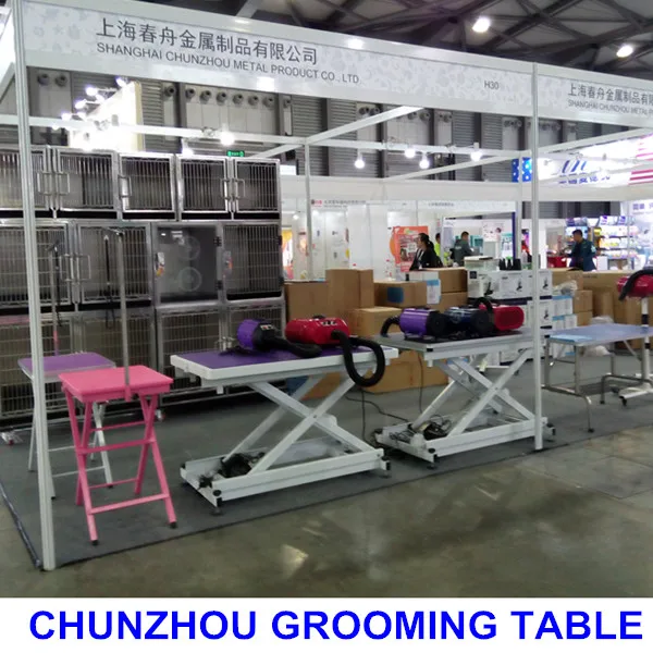 
Chunzhou Portable Purple Dog Grooming Table with Arm and Noose and Shelf Heavy Duty Folding Grooming Table 