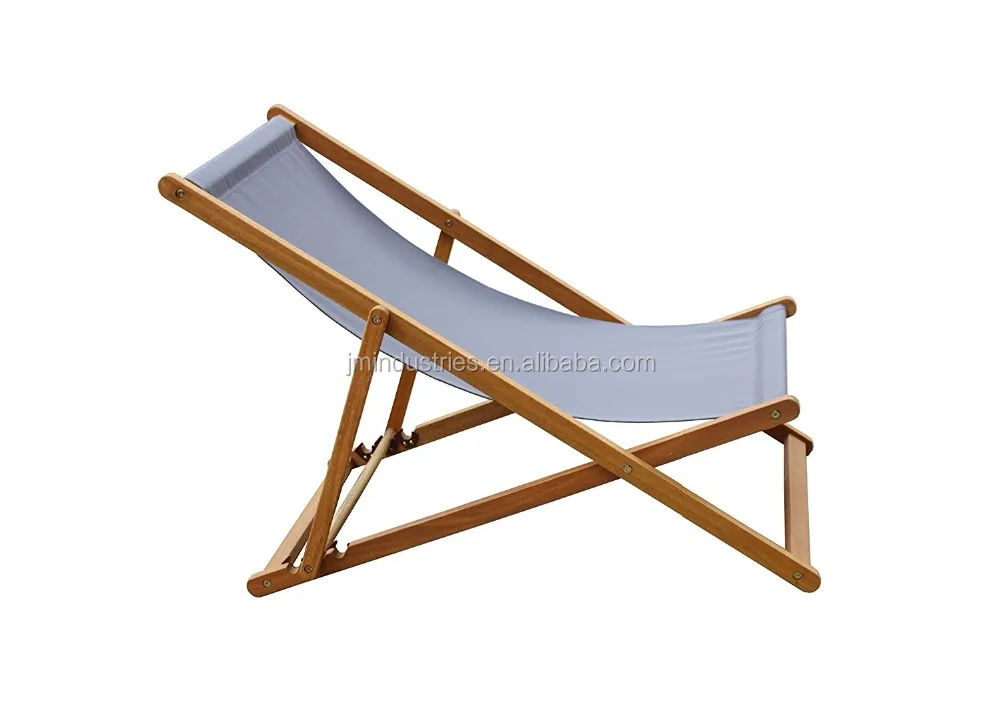 100% Garden Seating Solid Wooden Foldable Sling Beach Chair