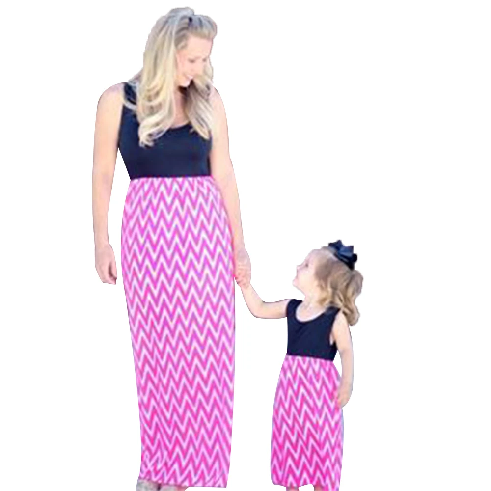 Latest Family Matching Clothes Long Sleeve Green Mommy and Me Mix Dresses