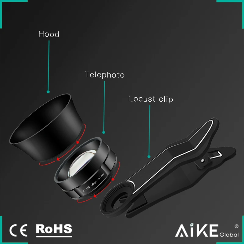 Best universal clip on 3x zoom mobile phone telephoto lens for iPhone 5