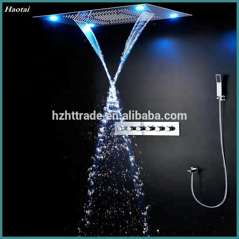 LED Fixed shower heads Ceiling overhead rain waterfall shower head