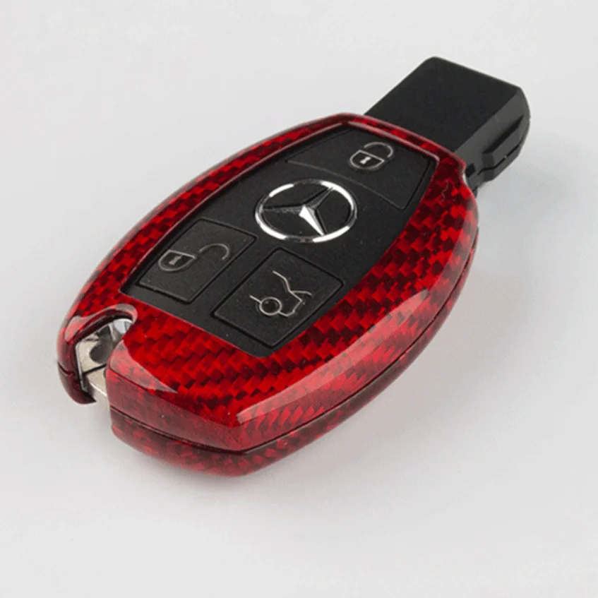 Luxury Carbon Fiber Car Auto Key Protective Hard Case Cover For Mercedes - Benz E Class