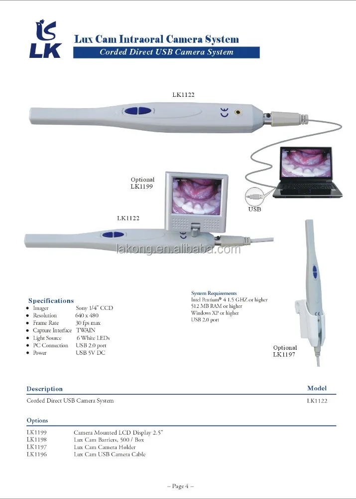 Best USB Dental Intraoral Camera with  ce approval connected to laptop/computer