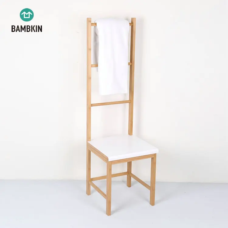 
FSC approved BAMBKIN Bamboo bathroom furniture white bathroom towel hanging chair 