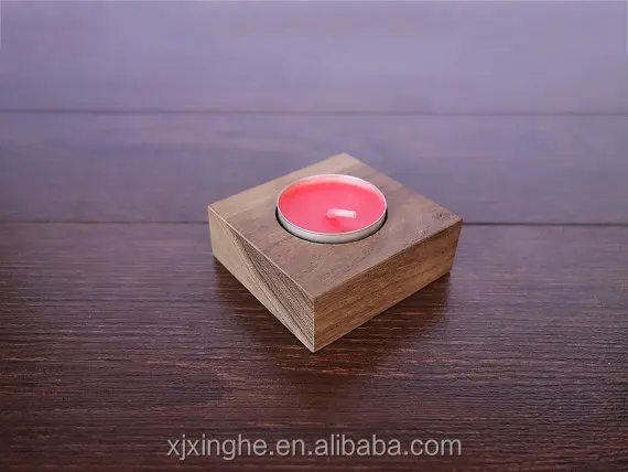 
Country Style Decorative Tealight Candle Holder Wood Square 