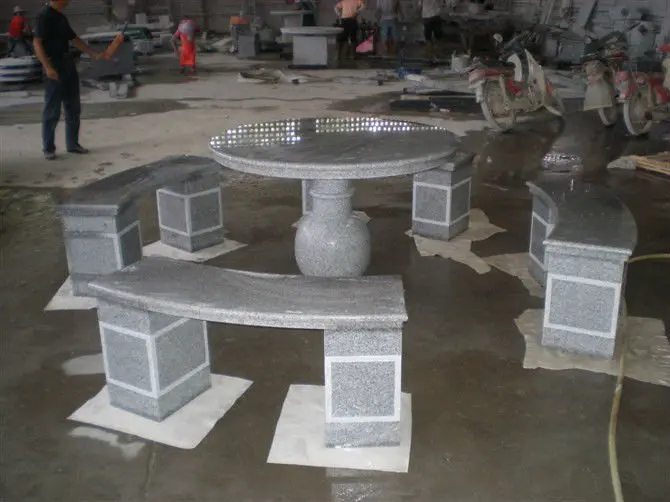 popular outdoor stone tables and benches