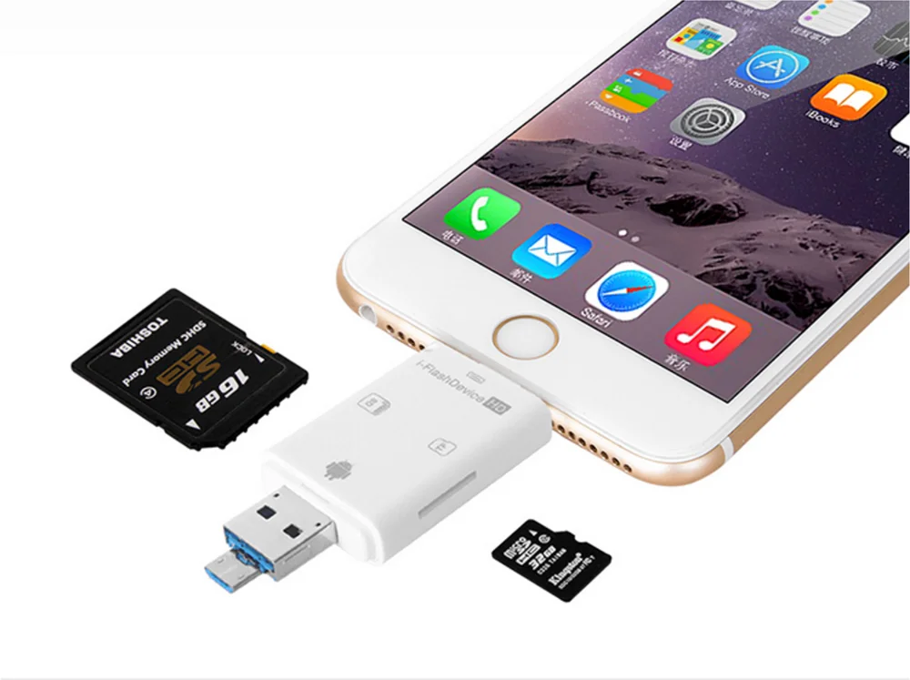Free Sample OTG Card reader USB Flash Drive with memory card For iphone IOS Android