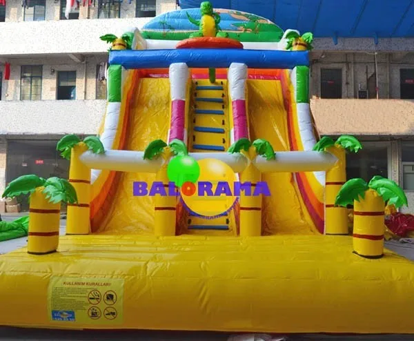 inflatable double slide, giant inflatable slide, inflatable dino slide