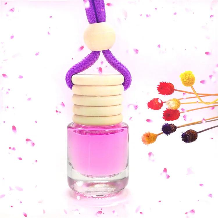 Wholesale Empty Cylinder Perfume Bottle Wooden Cap 5ml Car Fragrance Bottle Glass Screen Printing Clear Color or Custom 15 Days