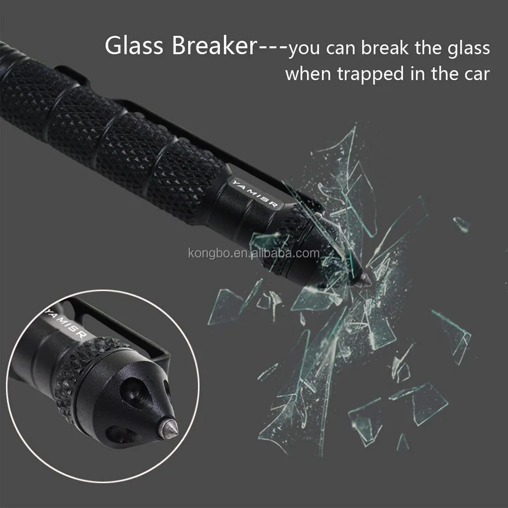 KongBo Camping Accessories Outdoor Products Customized logo  Multifunctional Tool Glass Window Tactical Pen