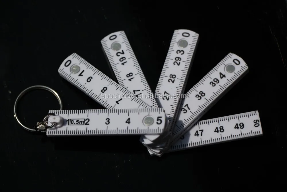 mini plastic folding ruler with key ring
