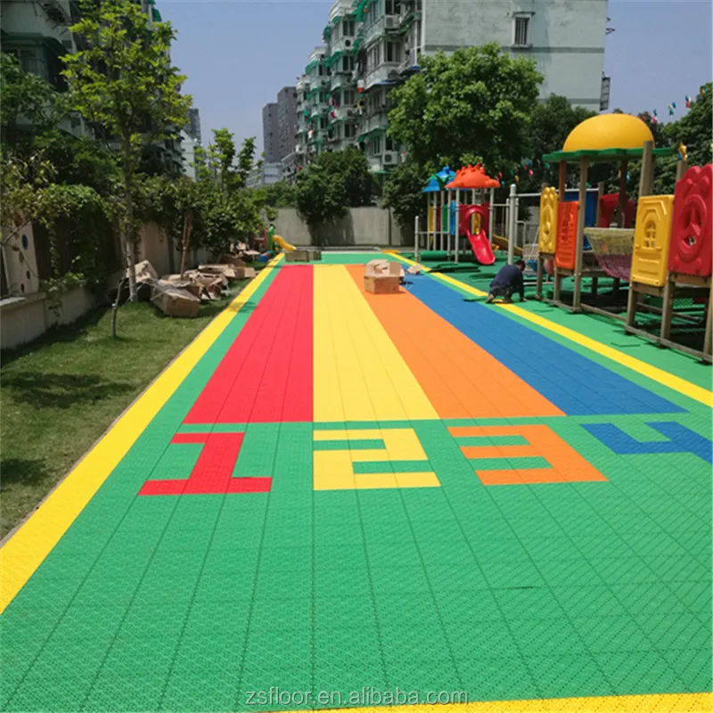 Eco-Friendly safe food grade PP material elastic interlocking kindergarten playground plastic floor mat