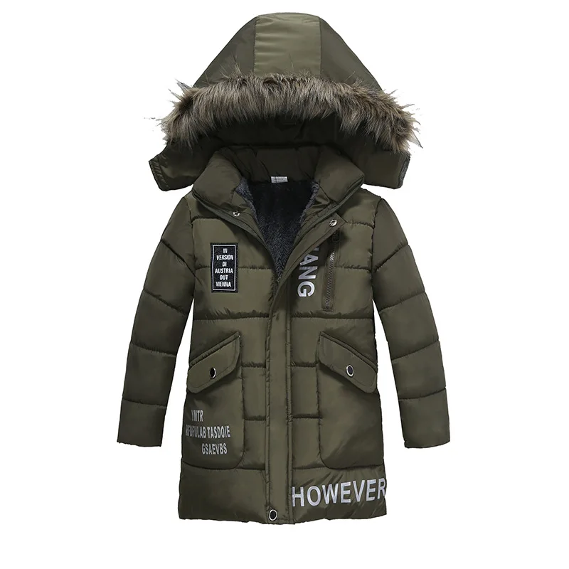 
Boy winter detachable hooded letter printed cotton coat wholesale 