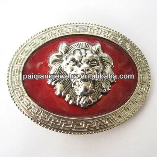 Decorative sterling silver lion head belt buckle