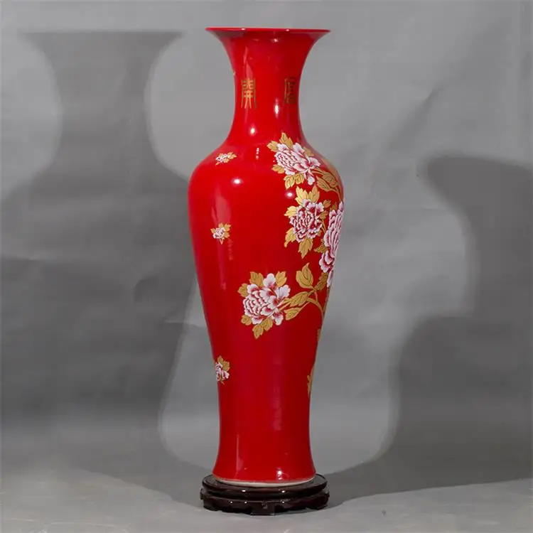 Hotel Red Hand Painted Florwe Vase Agallerie Ceramic Home Decoration Large Tall Vases for Wedding