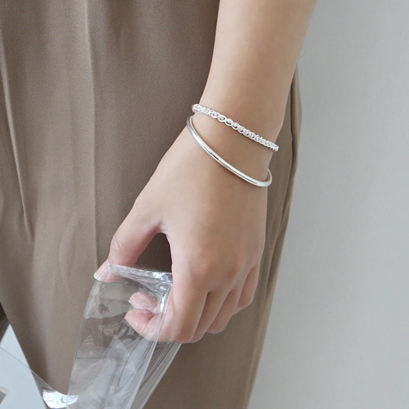 Factory Price 100% 925 Sterling Silver Bangle Fashion Minimalism Open Bangle Bracelets Fine Jewelry for Female