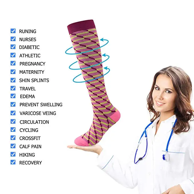 Zipper Socks in-stock items Nylon Copper Fiber Tube Riding Cycling Sporty Knee High Compression Ladies stockings Japan Stockings