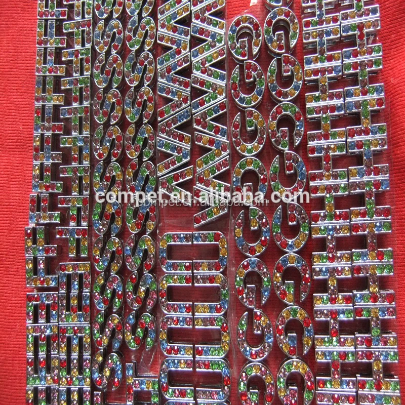 10 mm mixed color of rhinestones metal English letters alphabets accessories