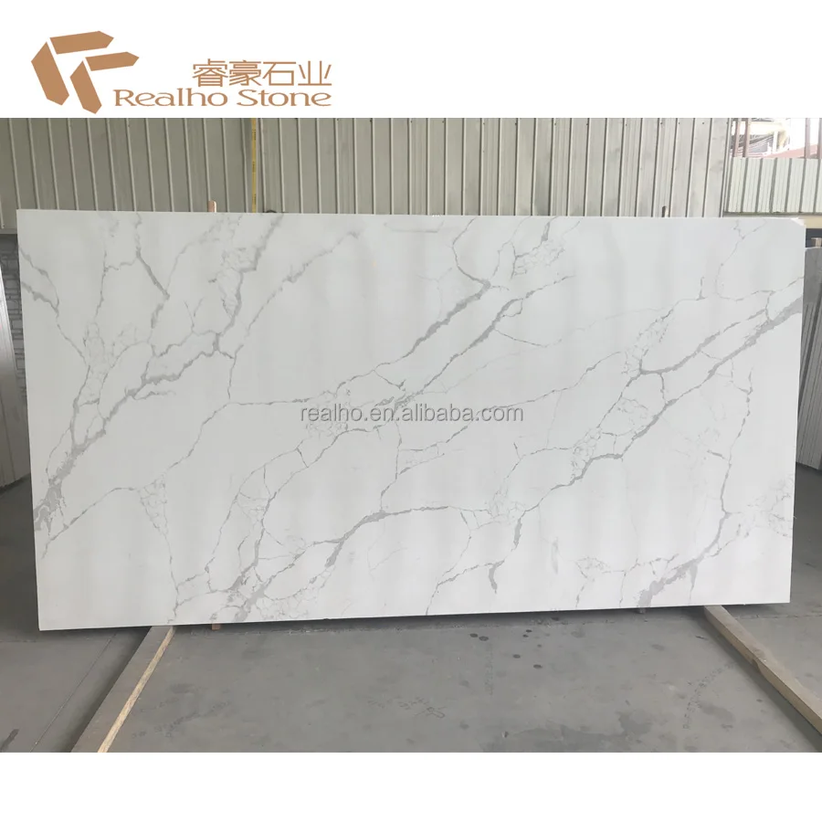 Белый Мраморный кварц Calacatta для кухни